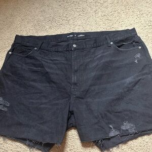 Old Navy Ladies PLUS Size 26 Black Distressed Denim Jean Shorts Zipper Fly
